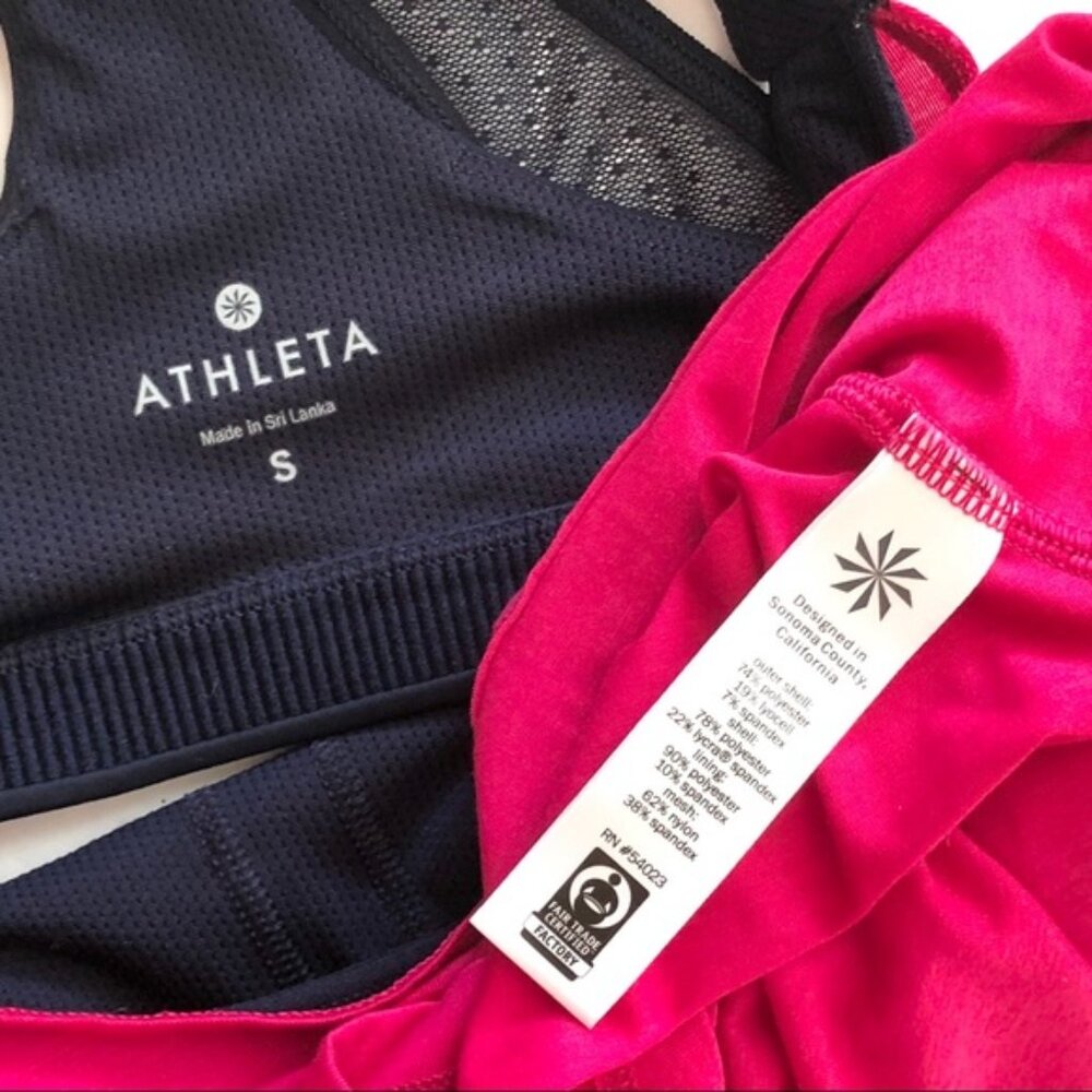 Athleta Wishbone Essence CYA Layered Support Tank Top Pink/Navy I Small - Picture 6 of 6